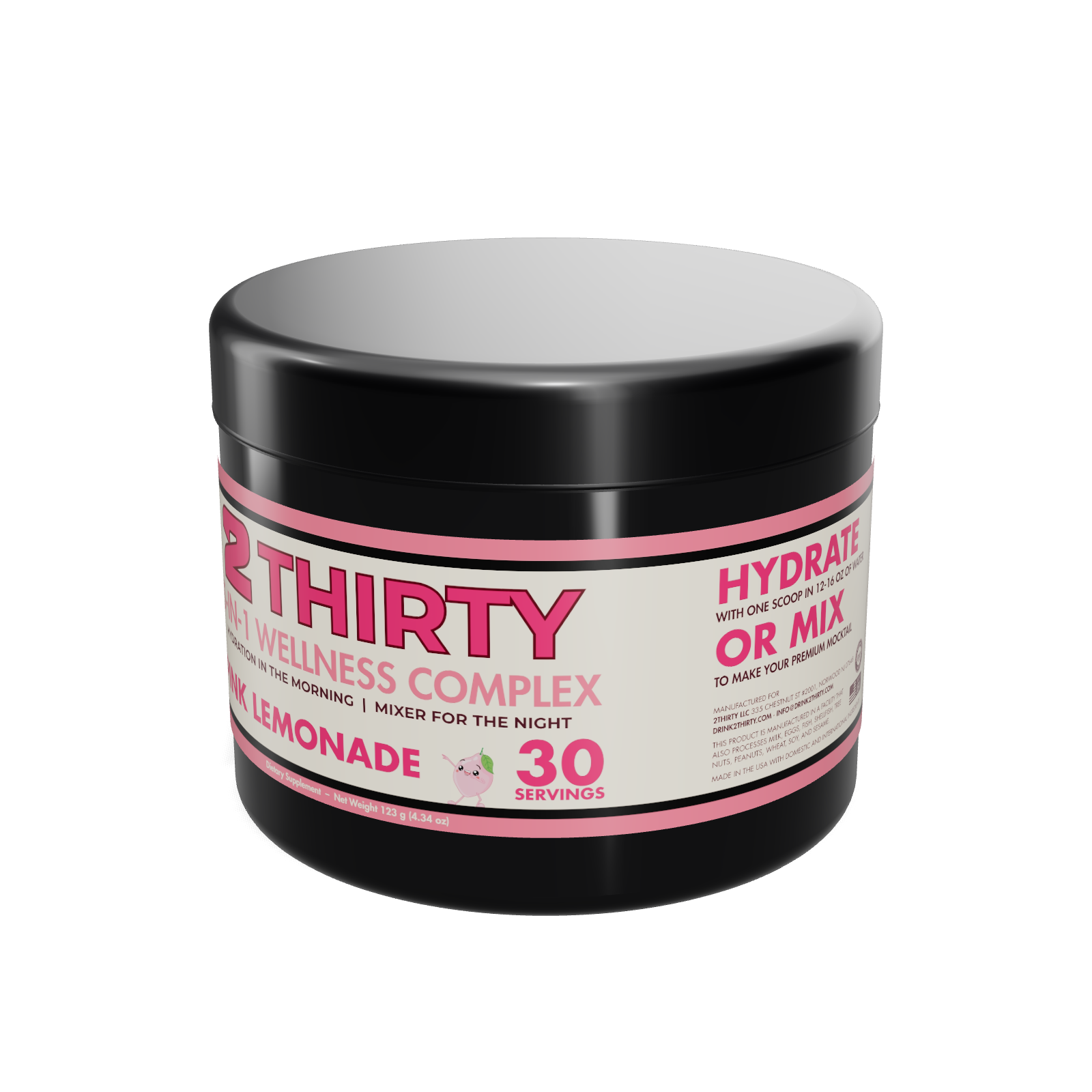 2THIRTY Pink Lemonade tub, left three-quarter angle
