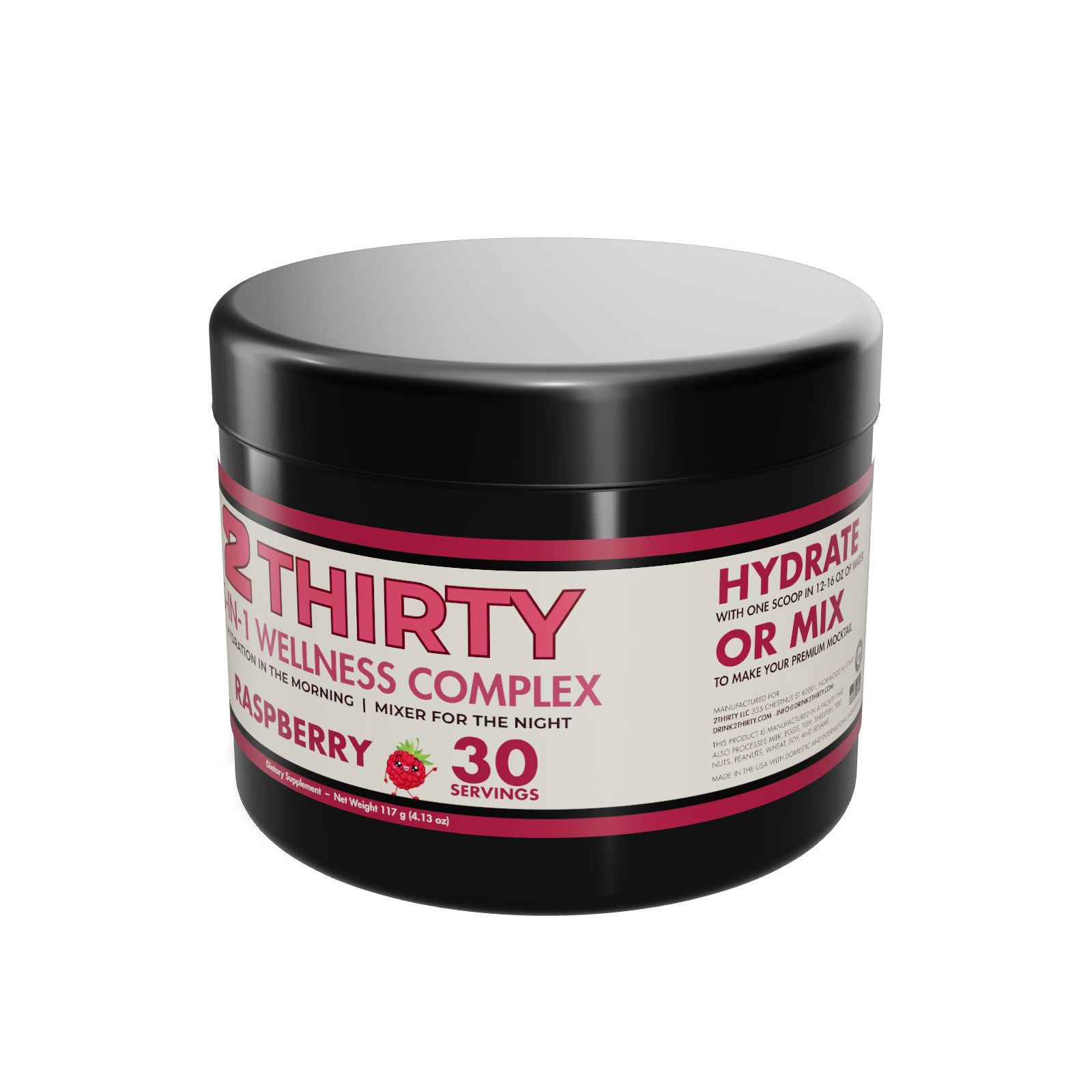2THIRTY Raspberry tub, left three-quarter angle